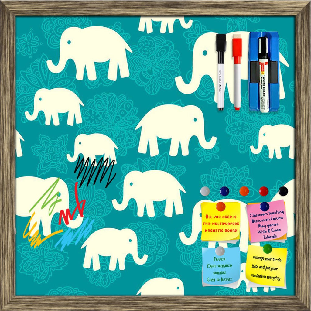 Elephants Pattern Framed Magnetic Dry Erase Board | Combo with Magnet Buttons & Markers-Magnetic Boards Framed-MGB_FR-IC 5008105 IC 5008105, Animals, Animated Cartoons, Books, Caricature, Cartoons, Dots, Family, Illustrations, Nature, Patterns, Pets, Scenic, Signs, Signs and Symbols, Wildlife, elephants, pattern, framed, magnetic, dry, erase, board, printed, whiteboard, with, 4, magnets, 2, markers, 1, duster, elephant, animal, back, backdrop, background, card, cartoon, characters, child, childhood, cute, d