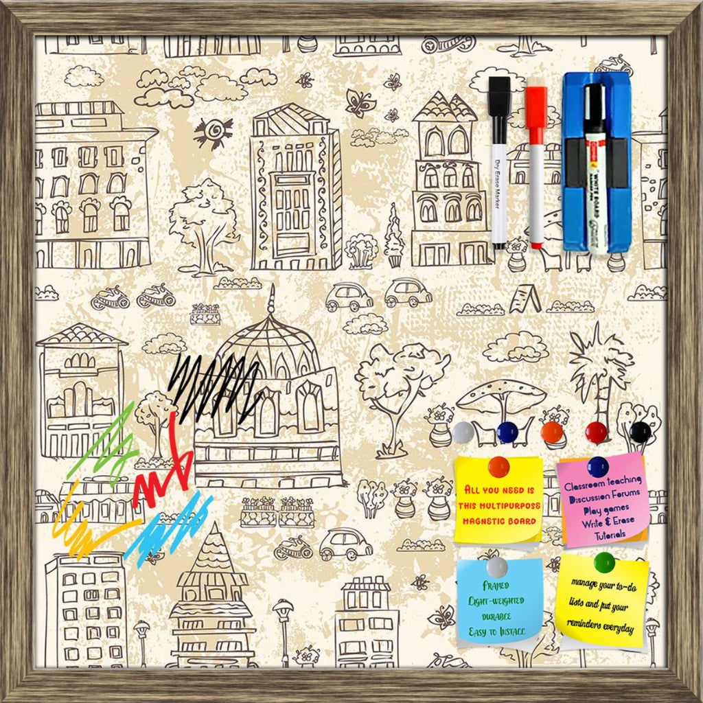 City Doodle Grunge D2 Framed Magnetic Dry Erase Board | Combo with Magnet Buttons & Markers-Magnetic Boards Framed-MGB_FR-IC 5008112 IC 5008112, Abstract Expressionism, Abstracts, Ancient, Animated Cartoons, Architecture, Art and Paintings, Botanical, Caricature, Cars, Cartoons, Cities, City Views, Decorative, Digital, Digital Art, Drawing, Floral, Flowers, Graphic, Historical, Illustrations, Landscapes, Medieval, Nature, Patterns, Retro, Scenic, Semi Abstract, Signs, Signs and Symbols, Sketches, Urban, Vin