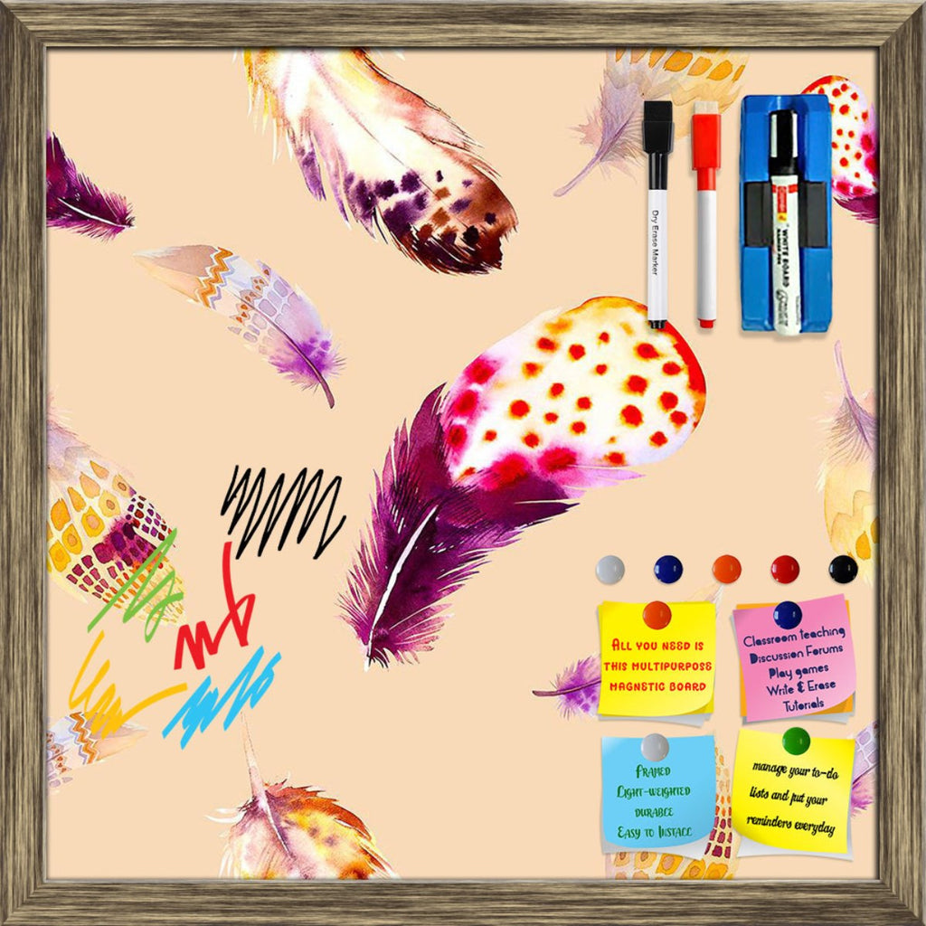 Watercolor Birds Feathers Pattern Framed Magnetic Dry Erase Board | Combo with Magnet Buttons & Markers-Magnetic Boards Framed-MGB_FR-IC 5008116 IC 5008116, Abstract Expressionism, Abstracts, Ancient, Art and Paintings, Birds, Black and White, Decorative, Drawing, Fashion, Historical, Illustrations, Medieval, Nature, Patterns, Scenic, Semi Abstract, Signs, Signs and Symbols, Symbols, Vintage, Watercolour, White, watercolor, feathers, pattern, framed, magnetic, dry, erase, board, printed, whiteboard, with, 4