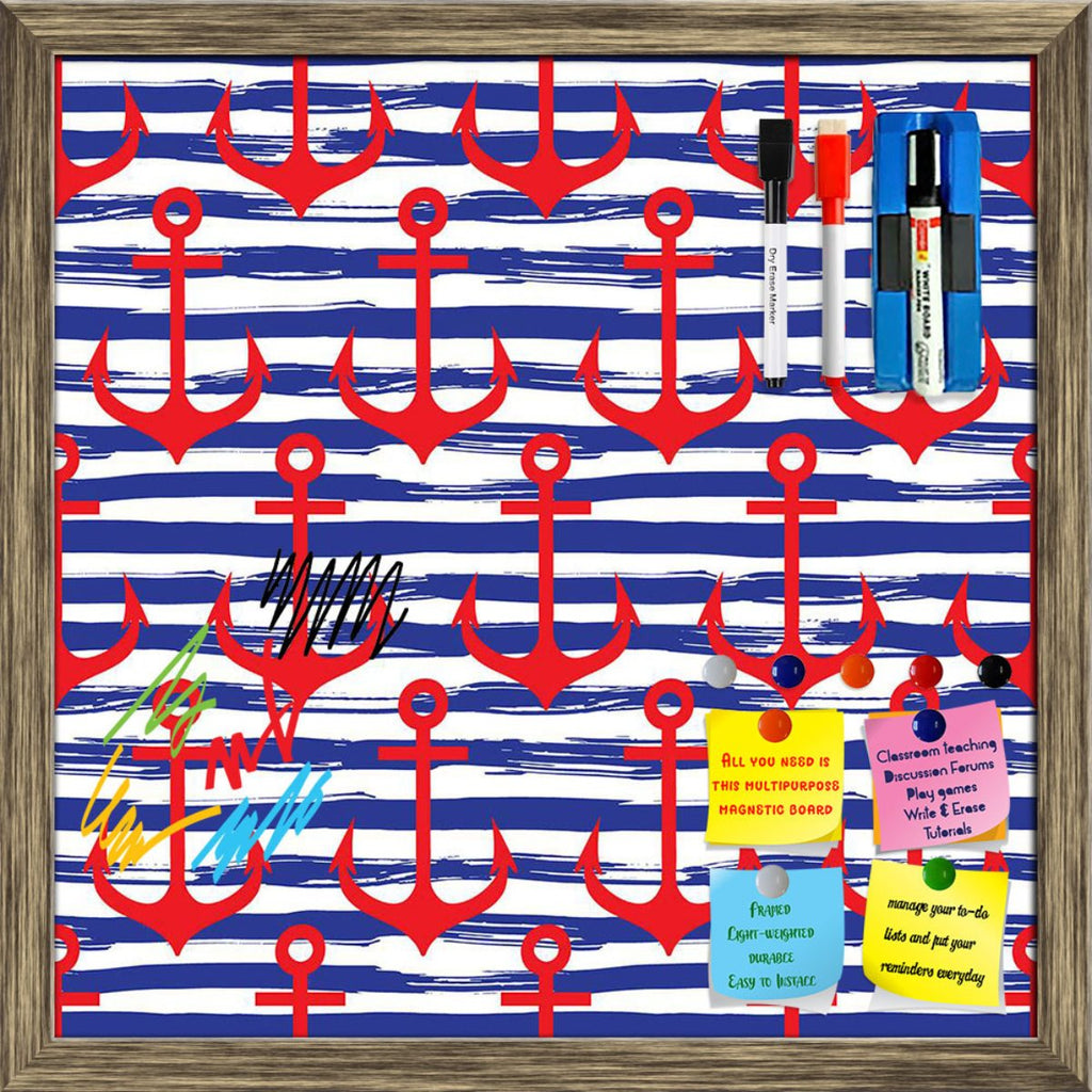 Hand Drawn Anchors On Stripes Pattern D1 Framed Magnetic Dry Erase Board | Combo with Magnet Buttons & Markers-Magnetic Boards Framed-MGB_FR-IC 5008122 IC 5008122, Abstract Expressionism, Abstracts, Art and Paintings, Automobiles, Black and White, Digital, Digital Art, Graphic, Illustrations, Nautical, Patterns, Semi Abstract, Signs, Signs and Symbols, Stripes, Transportation, Travel, Vehicles, White, hand, drawn, anchors, on, pattern, d1, framed, magnetic, dry, erase, board, printed, whiteboard, with, 4, m
