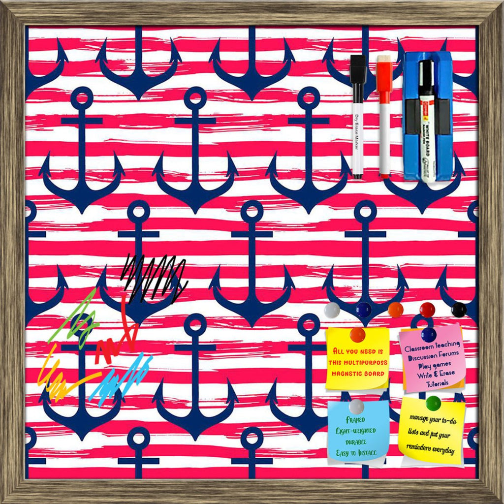 Hand Drawn Anchors On Stripes Pattern D2 Framed Magnetic Dry Erase Board | Combo with Magnet Buttons & Markers-Magnetic Boards Framed-MGB_FR-IC 5008123 IC 5008123, Abstract Expressionism, Abstracts, Art and Paintings, Automobiles, Black and White, Digital, Digital Art, Graphic, Illustrations, Nautical, Patterns, Semi Abstract, Signs, Signs and Symbols, Stripes, Transportation, Travel, Vehicles, White, hand, drawn, anchors, on, pattern, d2, framed, magnetic, dry, erase, board, printed, whiteboard, with, 4, m