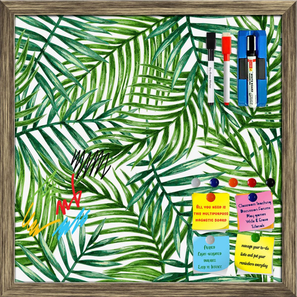 Watercolor Tropical Palm Leaves Pattern D2 Framed Magnetic Dry Erase Board | Combo with Magnet Buttons & Markers-Magnetic Boards Framed-MGB_FR-IC 5008125 IC 5008125, Art and Paintings, Black and White, Botanical, Digital, Digital Art, Fashion, Floral, Flowers, Graphic, Hawaiian, Illustrations, Nature, Paintings, Patterns, Scenic, Signs, Signs and Symbols, Tropical, Watercolour, White, watercolor, palm, leaves, pattern, d2, framed, magnetic, dry, erase, board, printed, whiteboard, with, 4, magnets, 2, marker