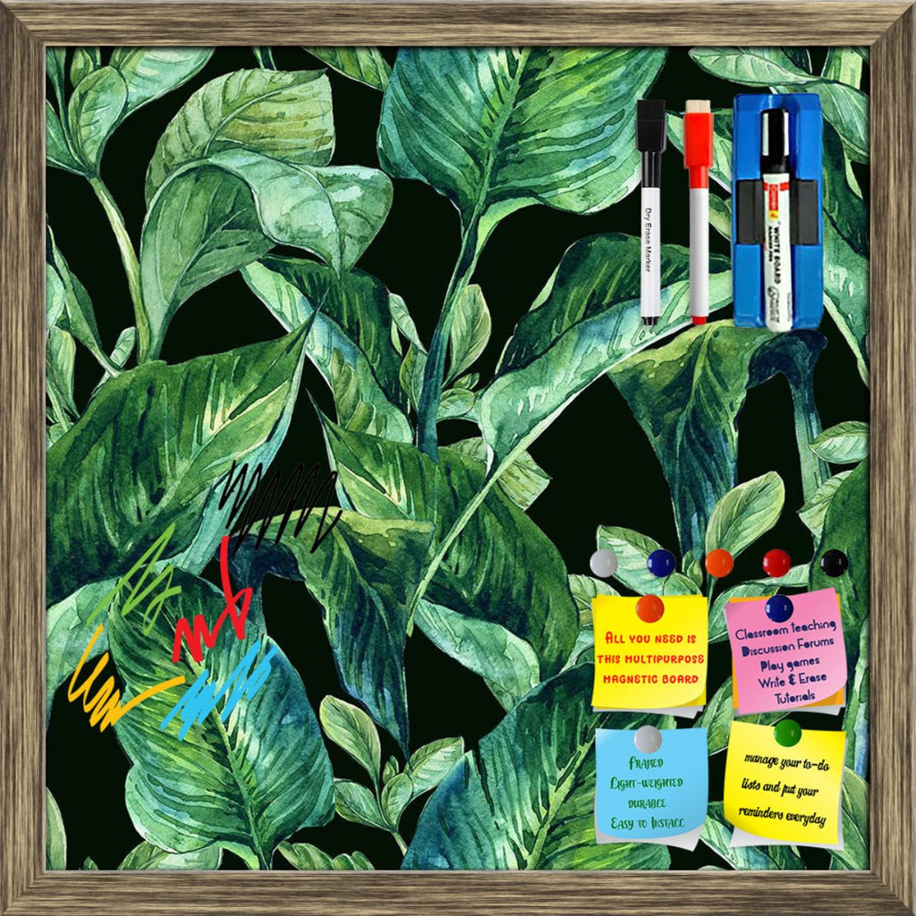 Tropical Leaves & Hibiscus Flowers Pattern D2 Framed Magnetic Dry Erase Board | Combo with Magnet Buttons & Markers-Magnetic Boards Framed-MGB_FR-IC 5008145 IC 5008145, Abstract Expressionism, Abstracts, Ancient, Art and Paintings, Black and White, Botanical, Drawing, Fashion, Floral, Flowers, Hawaiian, Historical, Illustrations, Medieval, Nature, Paintings, Patterns, Scenic, Semi Abstract, Tropical, Vintage, Watercolour, White, leaves, hibiscus, pattern, d2, framed, magnetic, dry, erase, board, printed, wh