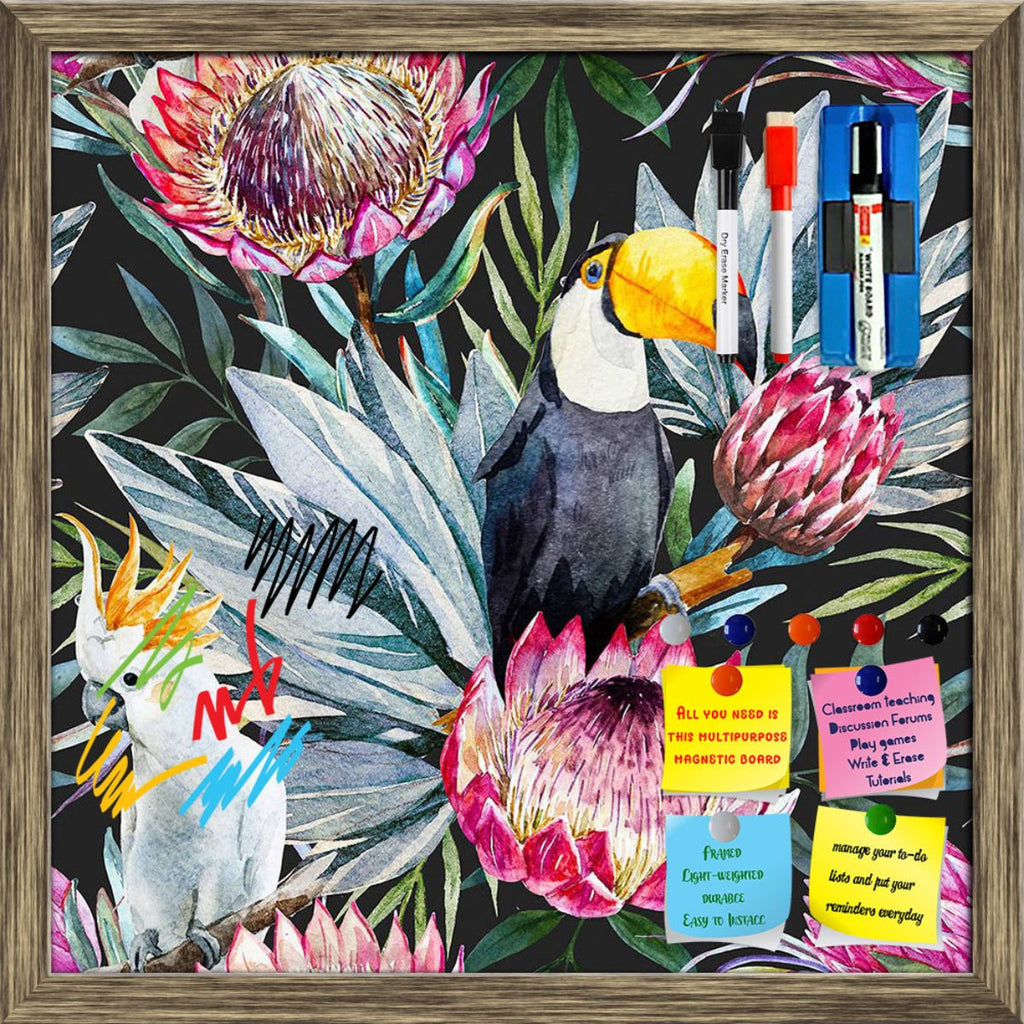 Watercolor Tropical Protea Flowers Pattern Framed Magnetic Dry Erase Board | Combo with Magnet Buttons & Markers-Magnetic Boards Framed-MGB_FR-IC 5008149 IC 5008149, Abstract Expressionism, Abstracts, Ancient, Art and Paintings, Black and White, Botanical, Drawing, Fashion, Floral, Flowers, Hawaiian, Historical, Illustrations, Medieval, Nature, Paintings, Patterns, Semi Abstract, Signs, Signs and Symbols, Tropical, Vintage, Watercolour, White, watercolor, protea, pattern, framed, magnetic, dry, erase, board
