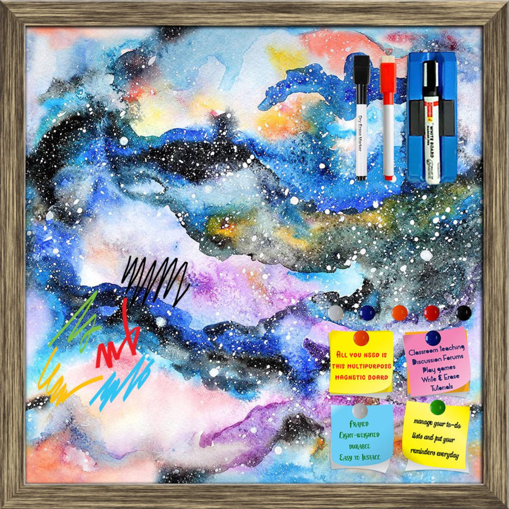 Watercolor Modern Galaxy Pattern D3 Framed Magnetic Dry Erase Board | Combo with Magnet Buttons & Markers-Magnetic Boards Framed-MGB_FR-IC 5008153 IC 5008153, Abstract Expressionism, Abstracts, Art and Paintings, Astrology, Astronomy, Black, Black and White, Cosmology, Digital, Digital Art, Fantasy, Graphic, Horoscope, Illustrations, Modern Art, Nature, Patterns, Scenic, Semi Abstract, Signs, Signs and Symbols, Space, Splatter, Stars, Sun Signs, Watercolour, Zodiac, watercolor, modern, galaxy, pattern, d3, 