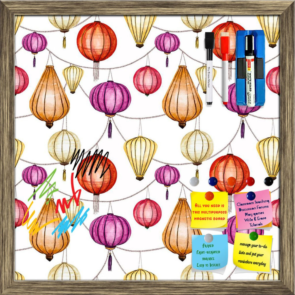 Watercolor Chinese Lantern Pattern D1 Framed Magnetic Dry Erase Board | Combo with Magnet Buttons & Markers-Magnetic Boards Framed-MGB_FR-IC 5008188 IC 5008188, Ancient, Art and Paintings, Asian, Black and White, Chinese, Culture, Drawing, Ethnic, Historical, Holidays, Illustrations, Japanese, Medieval, Paintings, Patterns, Retro, Signs, Signs and Symbols, Traditional, Tribal, Vintage, Watercolour, White, World Culture, watercolor, lantern, pattern, d1, framed, magnetic, dry, erase, board, printed, whiteboa