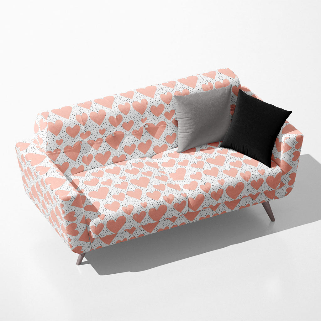 Abstract Hearts & Dots Pattern Sofa Fabric by Metre | Upholstery For Sofa, Curtains & Cushions - Sofa Fabrics - ArtzFolio.com