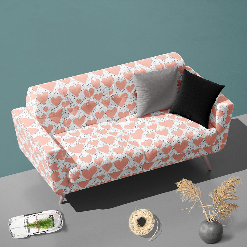 Abstract Hearts & Dots Sofa Fabric by Metre | Upholstery For Sofa, Curtains & Cushions - Sofa Fabrics - ArtzFolio.com