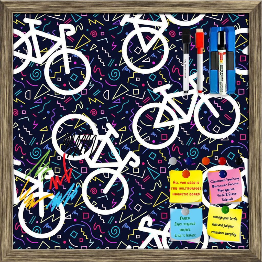 Bike Retro Silhouette Pattern Framed Magnetic Dry Erase Board | Combo with Magnet Buttons & Markers-Magnetic Boards Framed-MGB_FR-IC 5008204 IC 5008204, 80s, Ancient, Automobiles, Bikes, Geometric, Geometric Abstraction, Health, Hipster, Historical, Illustrations, Medieval, Patterns, Retro, Sports, Transportation, Travel, Vehicles, Vintage, bike, silhouette, pattern, framed, magnetic, dry, erase, board, printed, whiteboard, with, 4, magnets, 2, markers, 1, duster, seamless, background, bicycle, classic, col