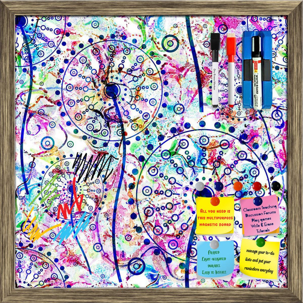 Abstract Floral Pattern Framed Magnetic Dry Erase Board | Combo with Magnet Buttons & Markers - Magnetic Boards Framed - ArtzFolio.com