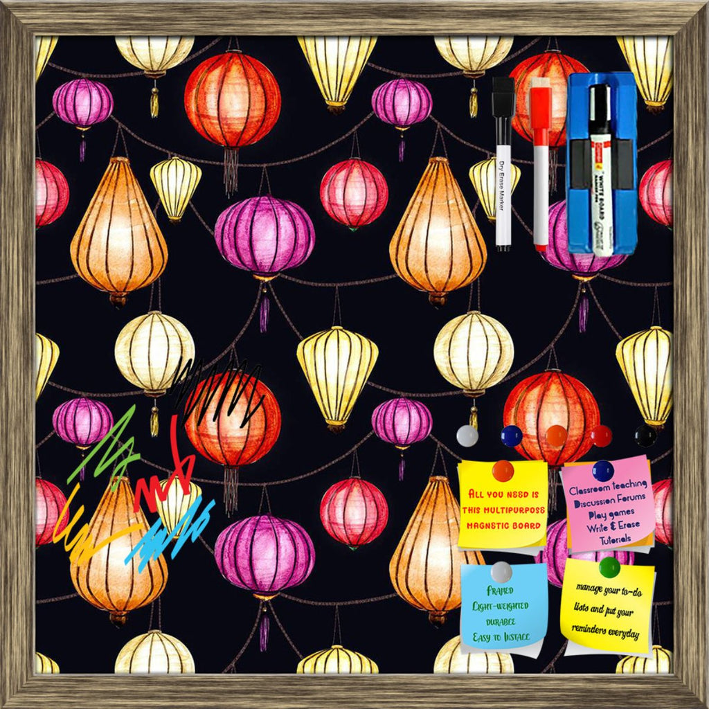 Watercolor Chinese Lantern Pattern D2 Framed Magnetic Dry Erase Board | Combo with Magnet Buttons & Markers-Magnetic Boards Framed-MGB_FR-IC 5008212 IC 5008212, Ancient, Art and Paintings, Asian, Black and White, Chinese, Culture, Drawing, Ethnic, Historical, Holidays, Illustrations, Japanese, Medieval, Paintings, Patterns, Retro, Signs, Signs and Symbols, Traditional, Tribal, Vintage, Watercolour, White, World Culture, watercolor, lantern, pattern, d2, framed, magnetic, dry, erase, board, printed, whiteboa