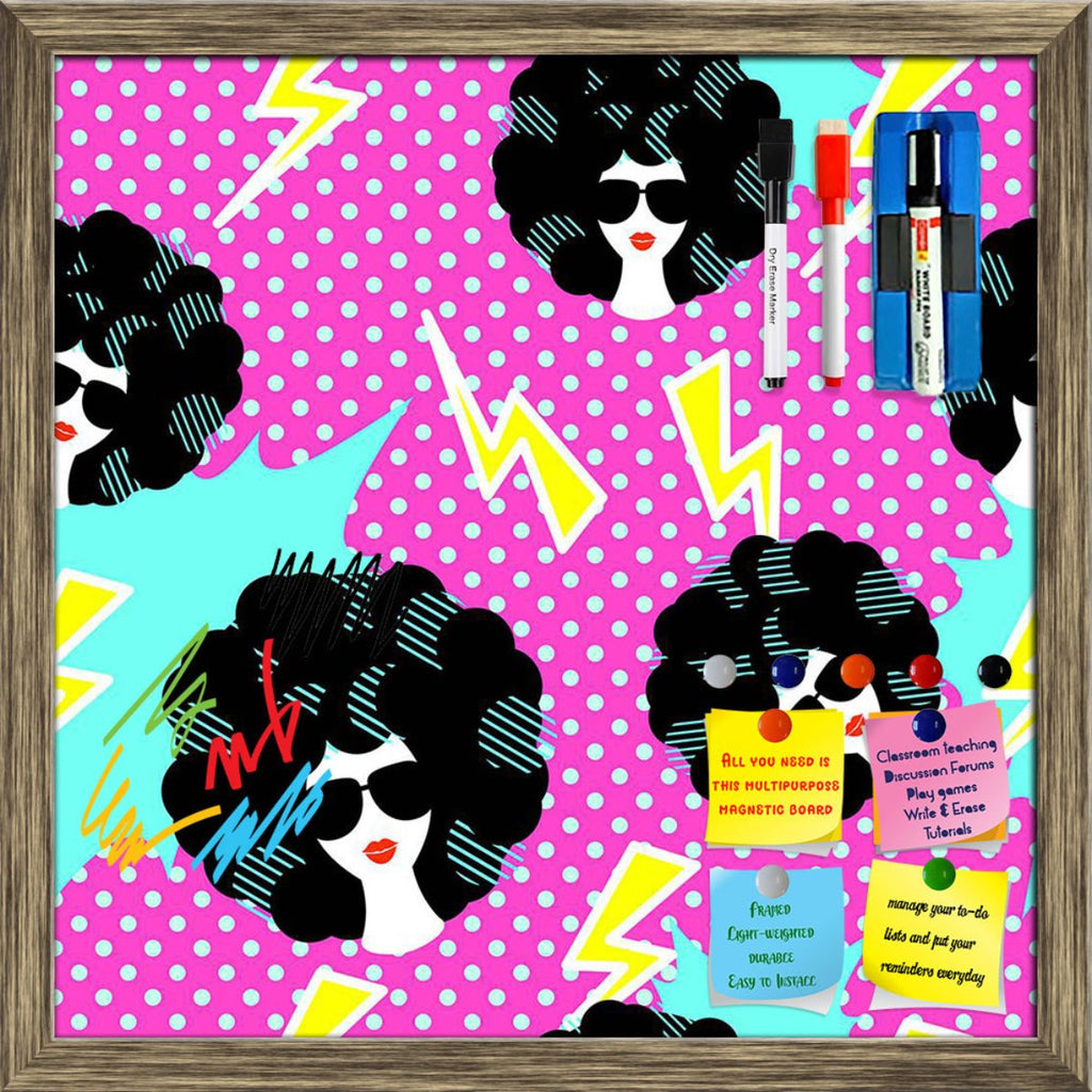 Pop Art Retro Disco Pattern Framed Magnetic Dry Erase Board | Combo with Magnet Buttons & Markers-Magnetic Boards Framed-MGB_FR-IC 5008213 IC 5008213, 80s, Abstract Expressionism, Abstracts, Ancient, Art and Paintings, Black, Black and White, Decorative, Digital, Digital Art, Dots, Fashion, Geometric, Geometric Abstraction, Graphic, Hipster, Historical, Illustrations, Medieval, Modern Art, Patterns, Pop Art, Retro, Semi Abstract, Signs, Signs and Symbols, Triangles, Vintage, pop, art, disco, pattern, framed
