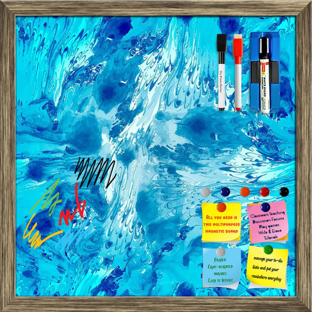 Abstract Blue Pattern Framed Magnetic Dry Erase Board | Combo with Magnet Buttons & Markers - Magnetic Boards Framed - ArtzFolio.com