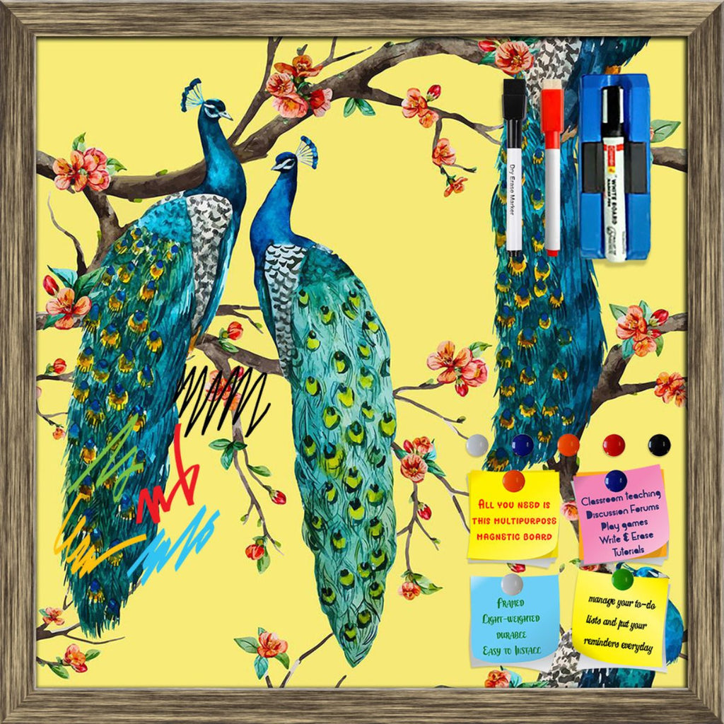 Watercolor Peacock Pattern D1 Framed Magnetic Dry Erase Board | Combo with Magnet Buttons & Markers-Magnetic Boards Framed-MGB_FR-IC 5008216 IC 5008216, Ancient, Animals, Asian, Birds, Botanical, Chinese, Digital, Digital Art, Floral, Flowers, Graphic, Historical, Illustrations, Medieval, Nature, Patterns, Retro, Scenic, Signs, Signs and Symbols, Tropical, Vintage, Watercolour, watercolor, peacock, pattern, d1, framed, magnetic, dry, erase, board, printed, whiteboard, with, 4, magnets, 2, markers, 1, duster