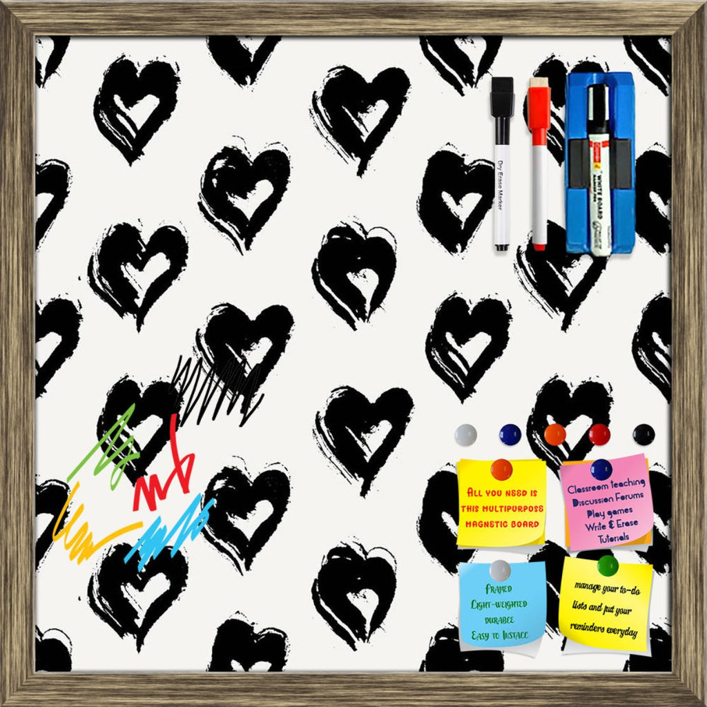 Hand Drawn Valentine Hearts Pattern D3 Framed Magnetic Dry Erase Board | Combo with Magnet Buttons & Markers-Magnetic Boards Framed-MGB_FR-IC 5008222 IC 5008222, Abstract Expressionism, Abstracts, Ancient, Art and Paintings, Black, Black and White, Decorative, Digital, Digital Art, Graphic, Hand Drawn, Hearts, Historical, Illustrations, Love, Medieval, Modern Art, Patterns, Retro, Romance, Semi Abstract, Signs, Signs and Symbols, Vintage, hand, drawn, valentine, pattern, d3, framed, magnetic, dry, erase, bo