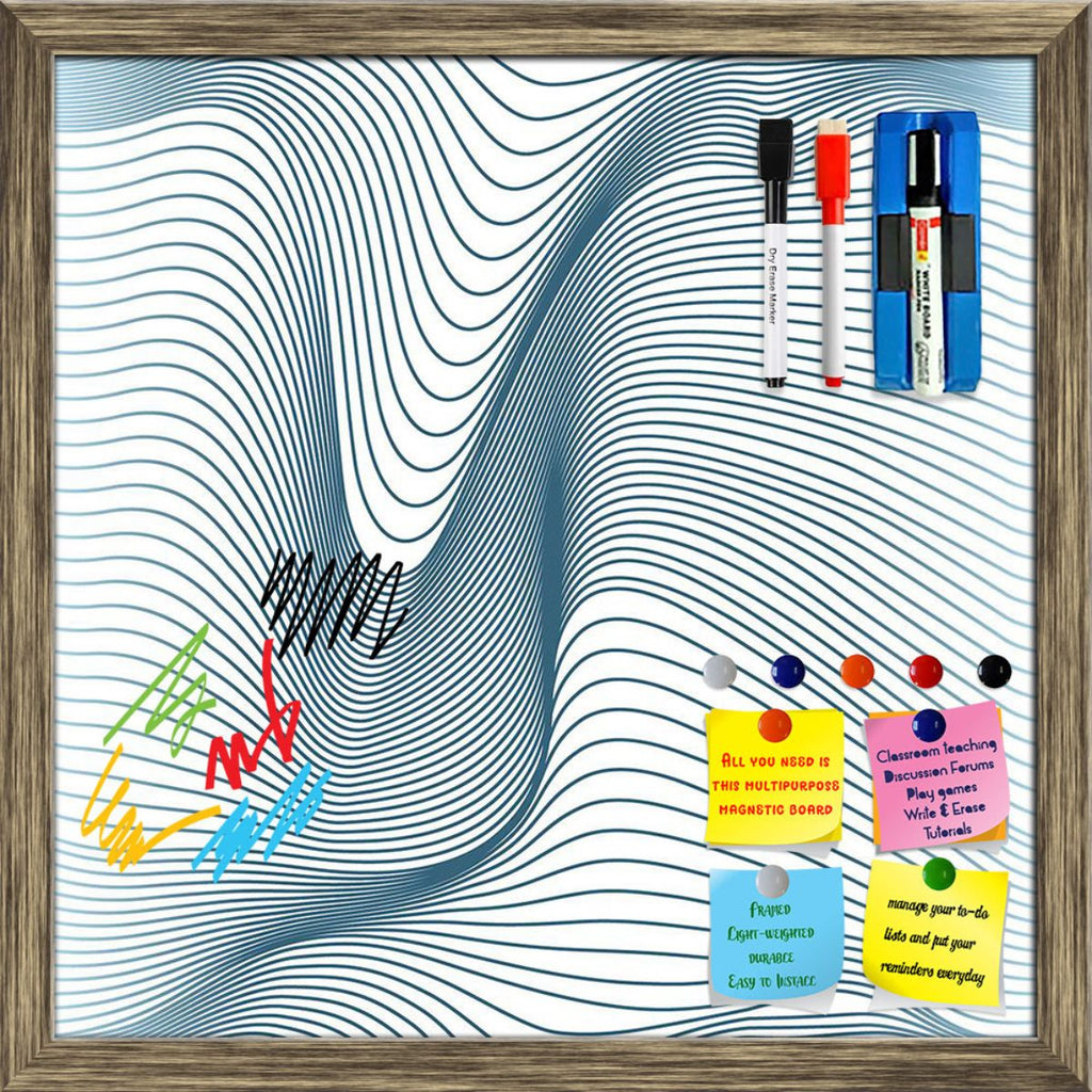 Abstract Wavy Lines Pattern Framed Magnetic Dry Erase Board | Combo with Magnet Buttons & Markers - Magnetic Boards Framed - ArtzFolio.com