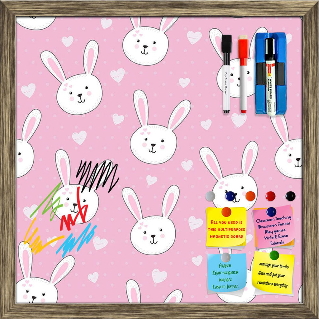 Cartoon Rabbit Pattern Framed Magnetic Dry Erase Board | Combo with Magnet Buttons & Markers-Magnetic Boards Framed-MGB_FR-IC 5008225 IC 5008225, Animals, Animated Cartoons, Art and Paintings, Baby, Caricature, Cartoons, Children, Digital, Digital Art, Graphic, Hearts, Holidays, Illustrations, Kids, Love, Patterns, Romance, Seasons, Signs, Signs and Symbols, cartoon, rabbit, pattern, framed, magnetic, dry, erase, board, printed, whiteboard, with, 4, magnets, 2, markers, 1, duster, cute, easter, bunny, textu