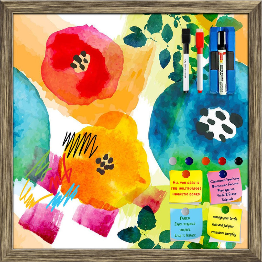 Watercolor Floral Pattern D2 Framed Magnetic Dry Erase Board | Combo with Magnet Buttons & Markers-Magnetic Boards Framed-MGB_FR-IC 5008227 IC 5008227, Abstract Expressionism, Abstracts, Ancient, Botanical, Drawing, Floral, Flowers, Historical, Illustrations, Medieval, Modern Art, Nature, Patterns, Retro, Scenic, Semi Abstract, Signs, Signs and Symbols, Tropical, Vintage, Watercolour, watercolor, pattern, d2, framed, magnetic, dry, erase, board, printed, whiteboard, with, 4, magnets, 2, markers, 1, duster, 