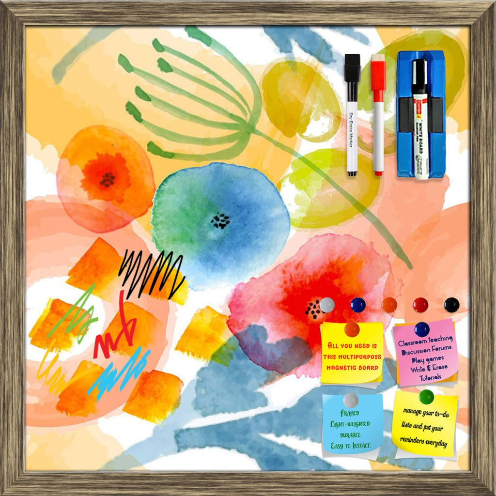 Watercolor Floral Pattern D5 Framed Magnetic Dry Erase Board | Combo with Magnet Buttons & Markers-Magnetic Boards Framed-MGB_FR-IC 5008230 IC 5008230, Abstract Expressionism, Abstracts, Ancient, Botanical, Drawing, Floral, Flowers, Historical, Illustrations, Medieval, Modern Art, Nature, Patterns, Retro, Scenic, Semi Abstract, Signs, Signs and Symbols, Tropical, Vintage, Watercolour, watercolor, pattern, d5, framed, magnetic, dry, erase, board, printed, whiteboard, with, 4, magnets, 2, markers, 1, duster, 