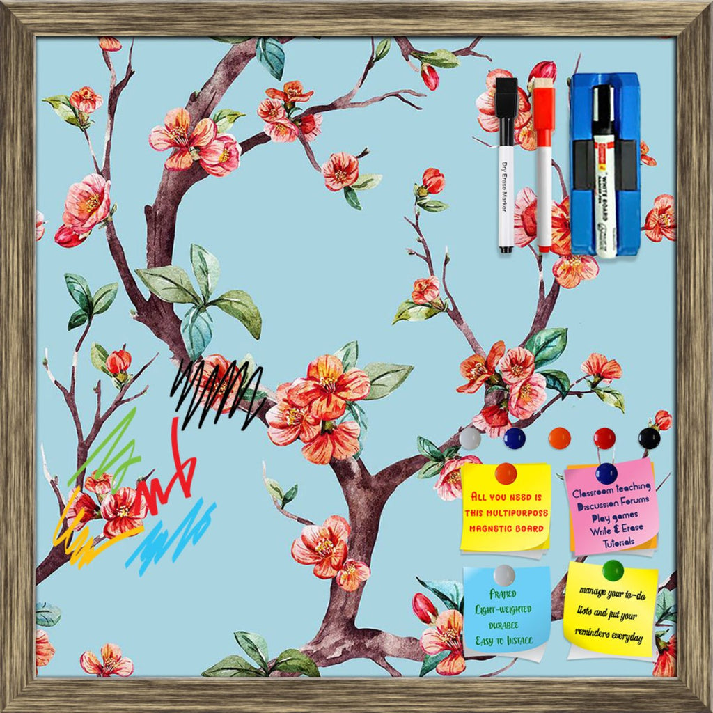 Watercolor Sakura Tree Pattern Framed Magnetic Dry Erase Board | Combo with Magnet Buttons & Markers-Magnetic Boards Framed-MGB_FR-IC 5008239 IC 5008239, Art and Paintings, Black and White, Botanical, Chinese, Drawing, Floral, Flowers, Illustrations, Japanese, Nature, Patterns, Retro, Scenic, Signs, Signs and Symbols, Sketches, Watercolour, White, watercolor, sakura, tree, pattern, framed, magnetic, dry, erase, board, printed, whiteboard, with, 4, magnets, 2, markers, 1, duster, cherry, blossom, apple, apri
