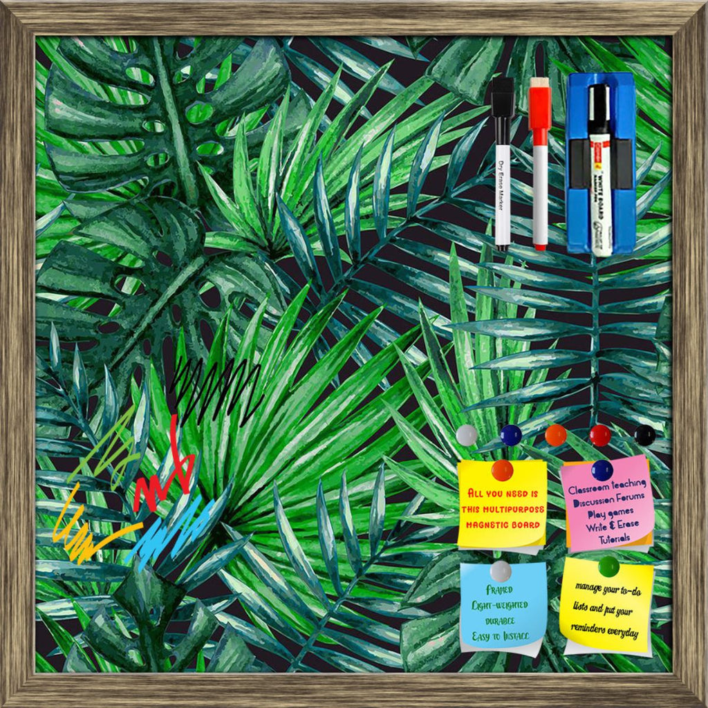 Watercolor Tropical Palm Leaves Pattern D3 Framed Magnetic Dry Erase Board | Combo with Magnet Buttons & Markers-Magnetic Boards Framed-MGB_FR-IC 5008241 IC 5008241, Art and Paintings, Black and White, Botanical, Digital, Digital Art, Fashion, Floral, Flowers, Graphic, Hawaiian, Illustrations, Nature, Paintings, Patterns, Scenic, Signs, Signs and Symbols, Tropical, Watercolour, White, watercolor, palm, leaves, pattern, d3, framed, magnetic, dry, erase, board, printed, whiteboard, with, 4, magnets, 2, marker