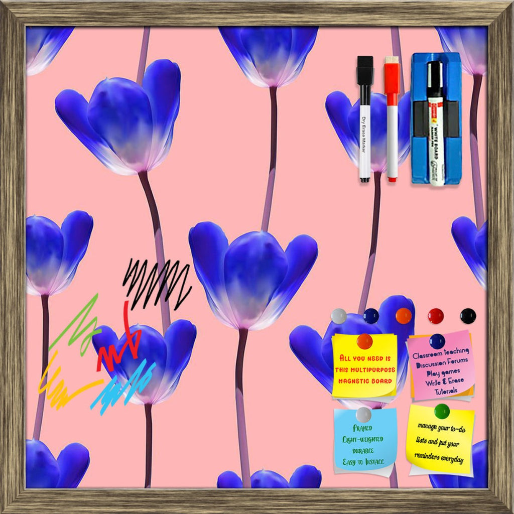 3D Tulips Pattern D4 Framed Magnetic Dry Erase Board | Combo with Magnet Buttons & Markers - Magnetic Boards Framed - ArtzFolio.com