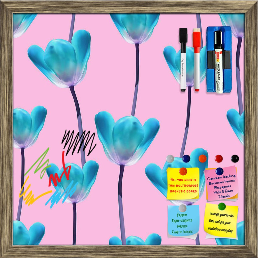 3D Tulips Pattern D5 Framed Magnetic Dry Erase Board | Combo with Magnet Buttons & Markers - Magnetic Boards Framed - ArtzFolio.com