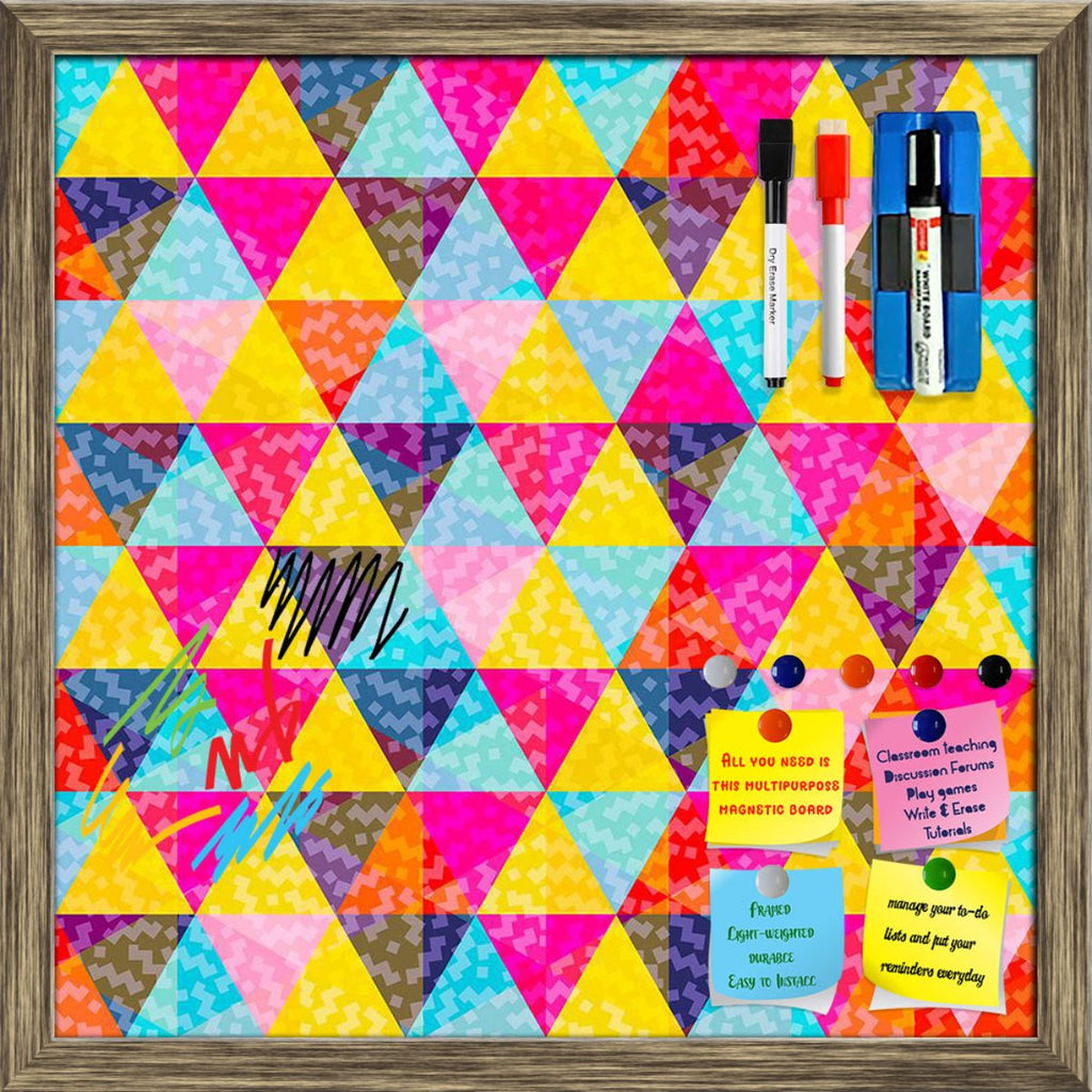 Abstract Geometric Triangles Pattern Framed Magnetic Dry Erase Board | Combo with Magnet Buttons & Markers - Magnetic Boards Framed - ArtzFolio.com