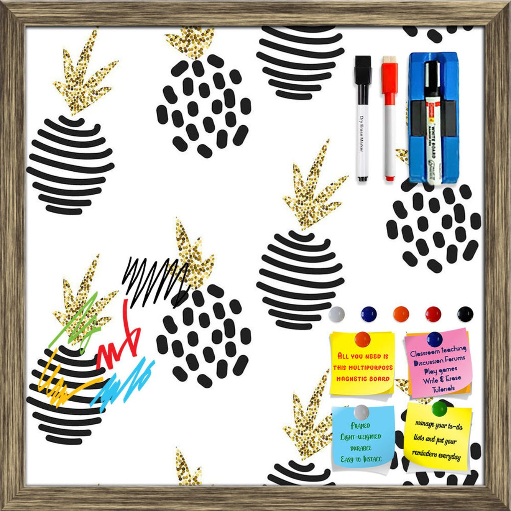 Abstract Minimalistic Pineapple Pattern Framed Magnetic Dry Erase Board | Combo with Magnet Buttons & Markers - Magnetic Boards Framed - ArtzFolio.com