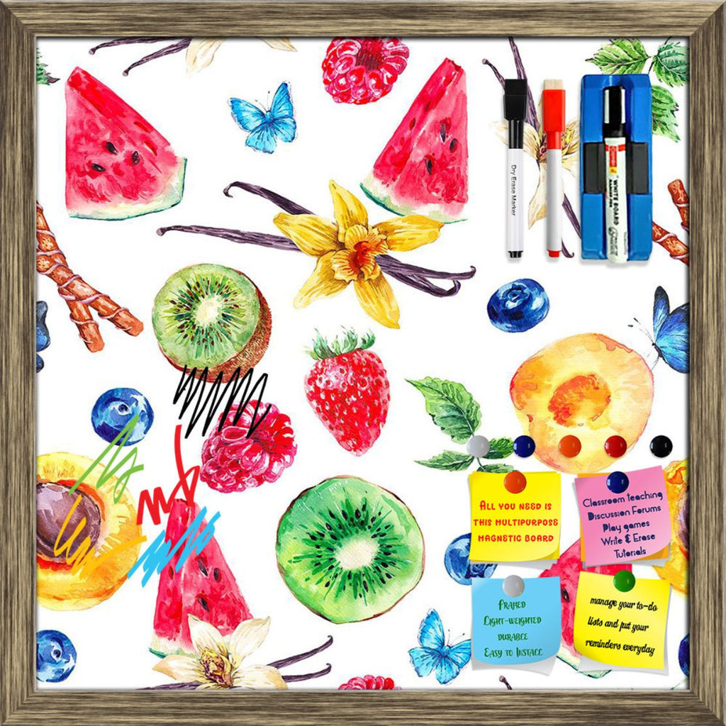 Watercolor Tropical Fruits Pattern D1 Framed Magnetic Dry Erase Board | Combo with Magnet Buttons & Markers-Magnetic Boards Framed-MGB_FR-IC 5008262 IC 5008262, Ancient, Art and Paintings, Black and White, Botanical, Cuisine, Floral, Flowers, Food, Food and Beverage, Food and Drink, Fruit and Vegetable, Fruits, Health, Historical, Illustrations, Medieval, Nature, Patterns, Scenic, Sketches, Tropical, Vintage, Watercolour, White, watercolor, pattern, d1, framed, magnetic, dry, erase, board, printed, whiteboa