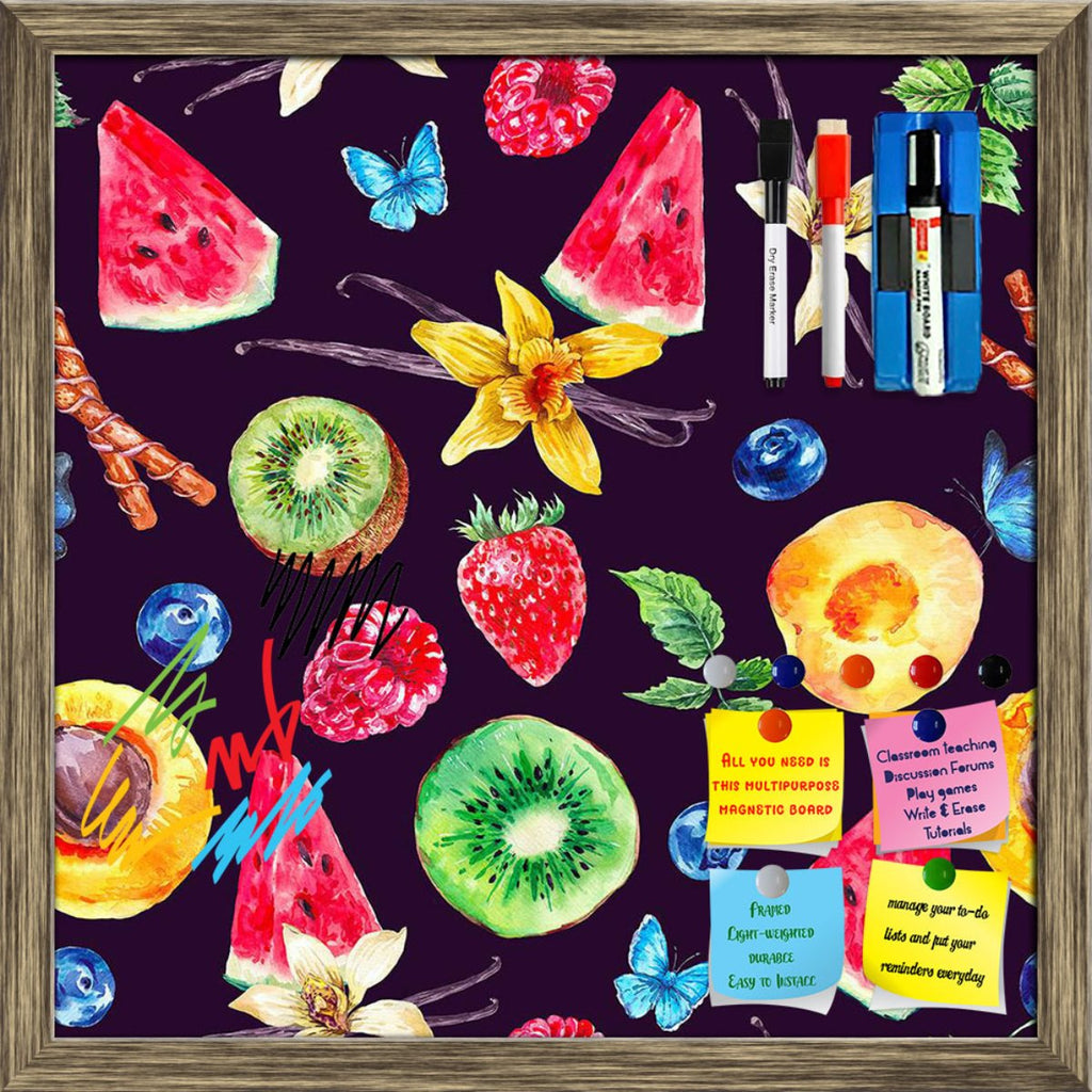 Watercolor Tropical Fruits Pattern D3 Framed Magnetic Dry Erase Board | Combo with Magnet Buttons & Markers-Magnetic Boards Framed-MGB_FR-IC 5008264 IC 5008264, Ancient, Art and Paintings, Black, Black and White, Botanical, Cuisine, Floral, Flowers, Food, Food and Beverage, Food and Drink, Fruit and Vegetable, Fruits, Health, Historical, Illustrations, Medieval, Nature, Patterns, Scenic, Sketches, Tropical, Vintage, Watercolour, watercolor, pattern, d3, framed, magnetic, dry, erase, board, printed, whiteboa