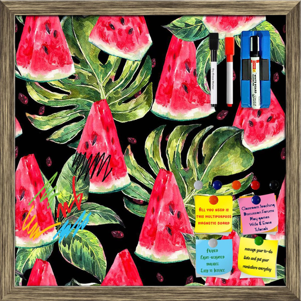 Watercolor Summer Watermelon Pattern D2 Framed Magnetic Dry Erase Board | Combo with Magnet Buttons & Markers-Magnetic Boards Framed-MGB_FR-IC 5008267 IC 5008267, Abstract Expressionism, Abstracts, Ancient, Art and Paintings, Black, Black and White, Cuisine, Food, Food and Beverage, Food and Drink, Fruit and Vegetable, Fruits, Historical, Illustrations, Medieval, Nature, Patterns, Scenic, Semi Abstract, Sketches, Tropical, Vintage, Watercolour, watercolor, summer, watermelon, pattern, d2, framed, magnetic, 