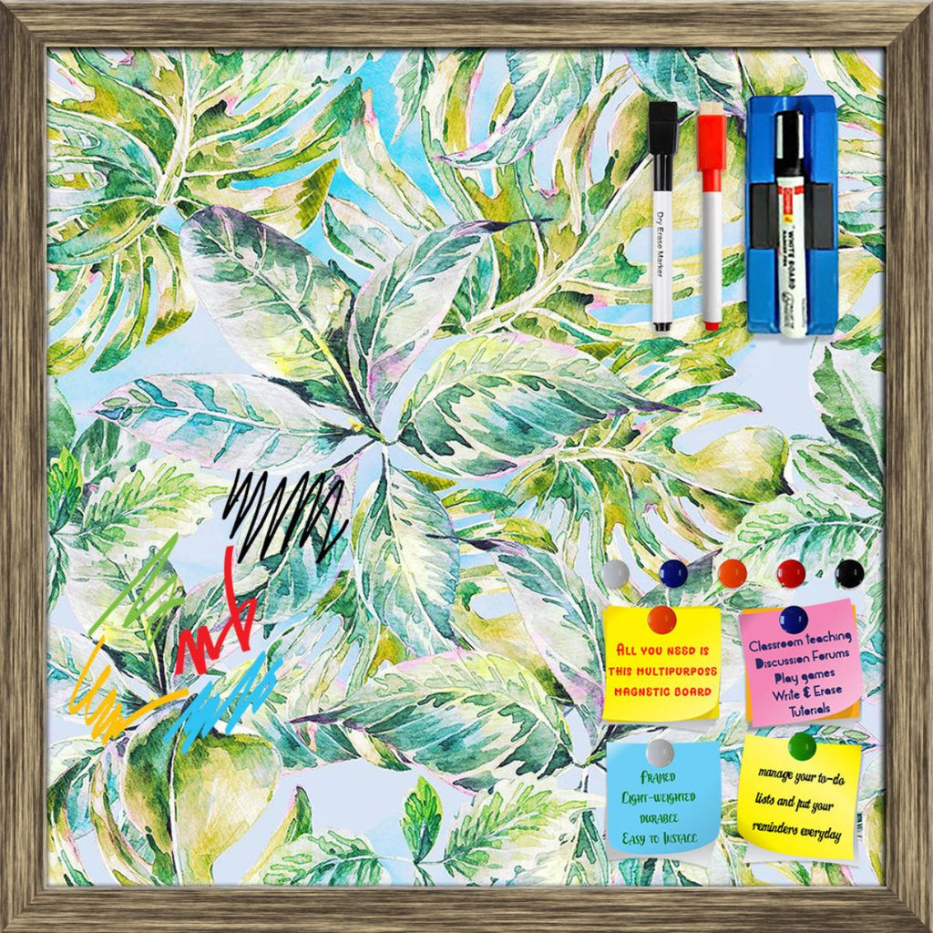 Watercolor Summer Leaves Pattern Framed Magnetic Dry Erase Board | Combo with Magnet Buttons & Markers-Magnetic Boards Framed-MGB_FR-IC 5008270 IC 5008270, Abstract Expressionism, Abstracts, Ancient, Art and Paintings, Botanical, Fashion, Floral, Flowers, Hawaiian, Historical, Illustrations, Medieval, Nature, Paintings, Patterns, Scenic, Semi Abstract, Tropical, Vintage, Watercolour, watercolor, summer, leaves, pattern, framed, magnetic, dry, erase, board, printed, whiteboard, with, 4, magnets, 2, markers, 