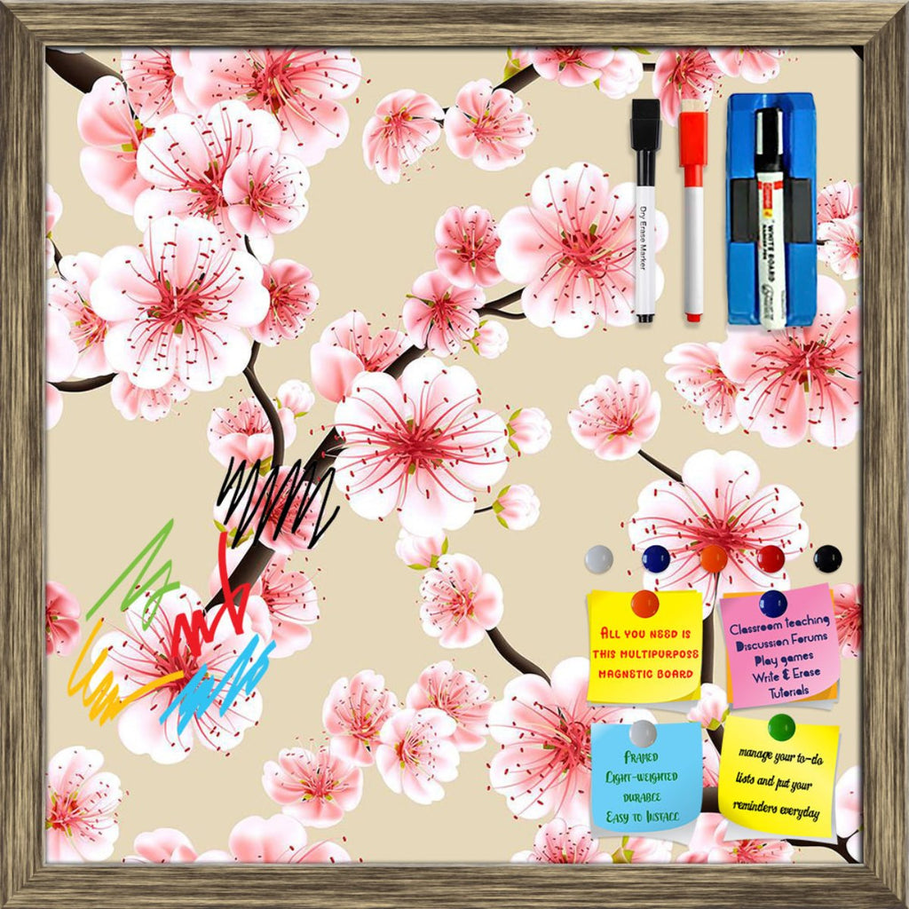 Japanese Pink Sakura Blossom Pattern Framed Magnetic Dry Erase Board | Combo with Magnet Buttons & Markers-Magnetic Boards Framed-MGB_FR-IC 5008283 IC 5008283, Art and Paintings, Black and White, Botanical, Decorative, Floral, Flowers, Illustrations, Japanese, Nature, Patterns, Scenic, Seasons, Signs, Signs and Symbols, White, pink, sakura, blossom, pattern, framed, magnetic, dry, erase, board, printed, whiteboard, with, 4, magnets, 2, markers, 1, duster, cherry, print, blossoms, art, artwork, background, b