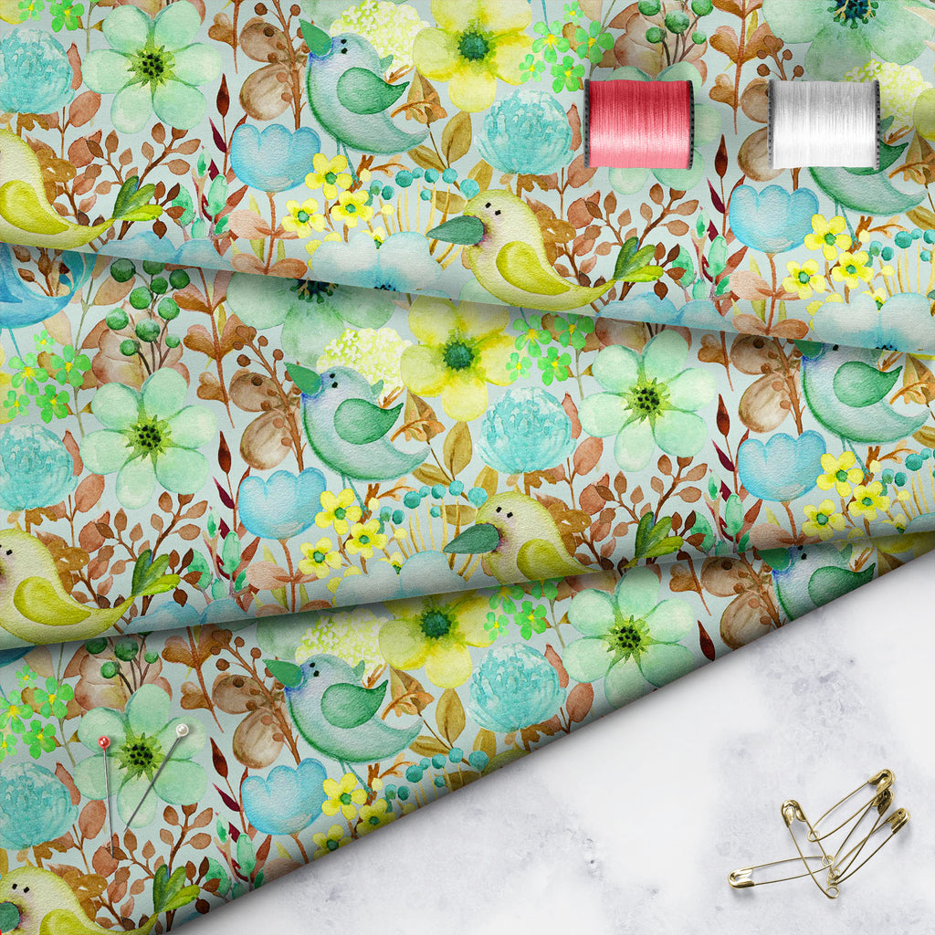 Birds & Flowers D6 Sofa Fabric by Metre | Upholstery For Sofa, Curtains & Cushions-Sofa Fabrics-SOF_FB-IC 5008302 IC 5008302, Ancient, Art and Paintings, Birds, Birthday, Botanical, Decorative, Digital, Digital Art, Drawing, Fashion, Floral, Flowers, Graphic, Historical, Holidays, Medieval, Nature, Paintings, Patterns, Retro, Scenic, Signs, Signs and Symbols, Vintage, Watercolour, Wedding, d6, sofa, fabric, by, metre, upholstery, for, curtains, cushions, art, background, bloom, blossom, blue, botanic, brown