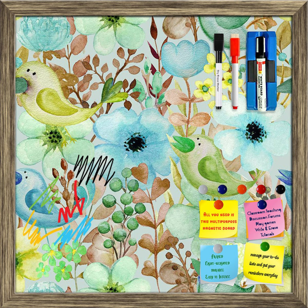 Hand Drawn Birds & Flowers Pattern Framed Magnetic Dry Erase Board | Combo with Magnet Buttons & Markers-Magnetic Boards Framed-MGB_FR-IC 5008302 IC 5008302, Ancient, Art and Paintings, Birds, Birthday, Botanical, Decorative, Digital, Digital Art, Drawing, Fashion, Floral, Flowers, Graphic, Historical, Holidays, Medieval, Nature, Paintings, Patterns, Retro, Scenic, Signs, Signs and Symbols, Vintage, Watercolour, Wedding, hand, drawn, pattern, framed, magnetic, dry, erase, board, printed, whiteboard, with, 4