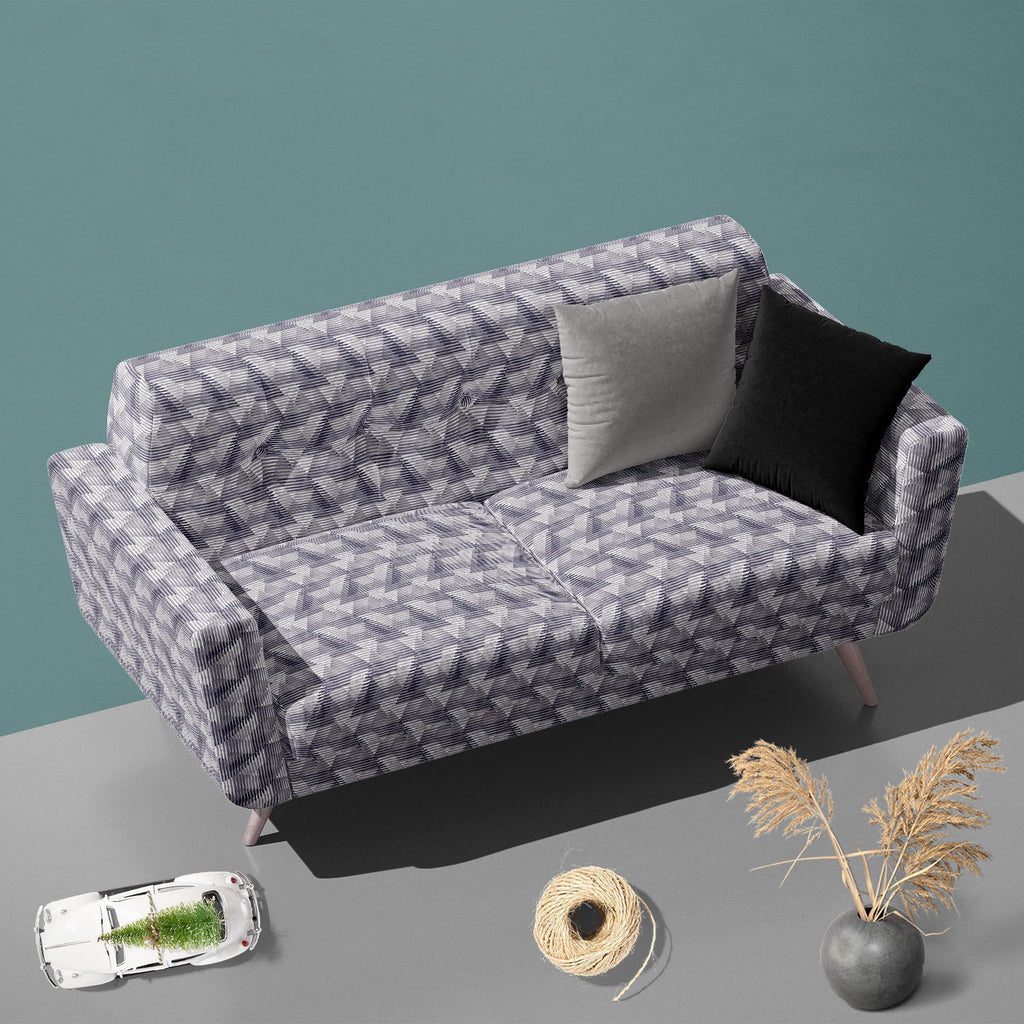 3D Triangles D2 Sofa Fabric by Metre | Upholstery For Sofa, Curtains & Cushions - Sofa Fabrics - ArtzFolio.com