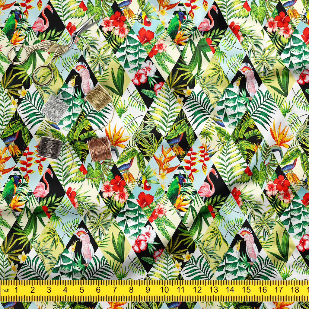 Tropical Floral & Birds Sofa Fabric by Metre | Upholstery For Sofa, Curtains & Cushions-Sofa Fabrics-SOF_FB-IC 5008313 IC 5008313, Abstract Expressionism, Abstracts, Birds, Black and White, Botanical, Decorative, Fashion, Floral, Flowers, Geometric, Geometric Abstraction, Hawaiian, Holidays, Nature, Patterns, Scenic, Semi Abstract, Signs, Signs and Symbols, Tropical, White, sofa, fabric, by, metre, upholstery, for, curtains, cushions, parrot, jungle, exotic, flamingo, patchwork, background, parrots, pattern