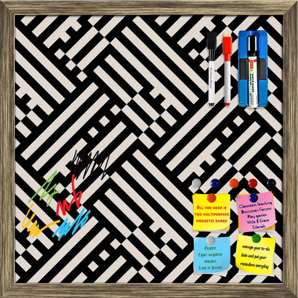 Abstract Geometric Pattern D18 Framed Magnetic Dry Erase Board | Combo with Magnet Buttons & Markers - Magnetic Boards Framed - ArtzFolio.com