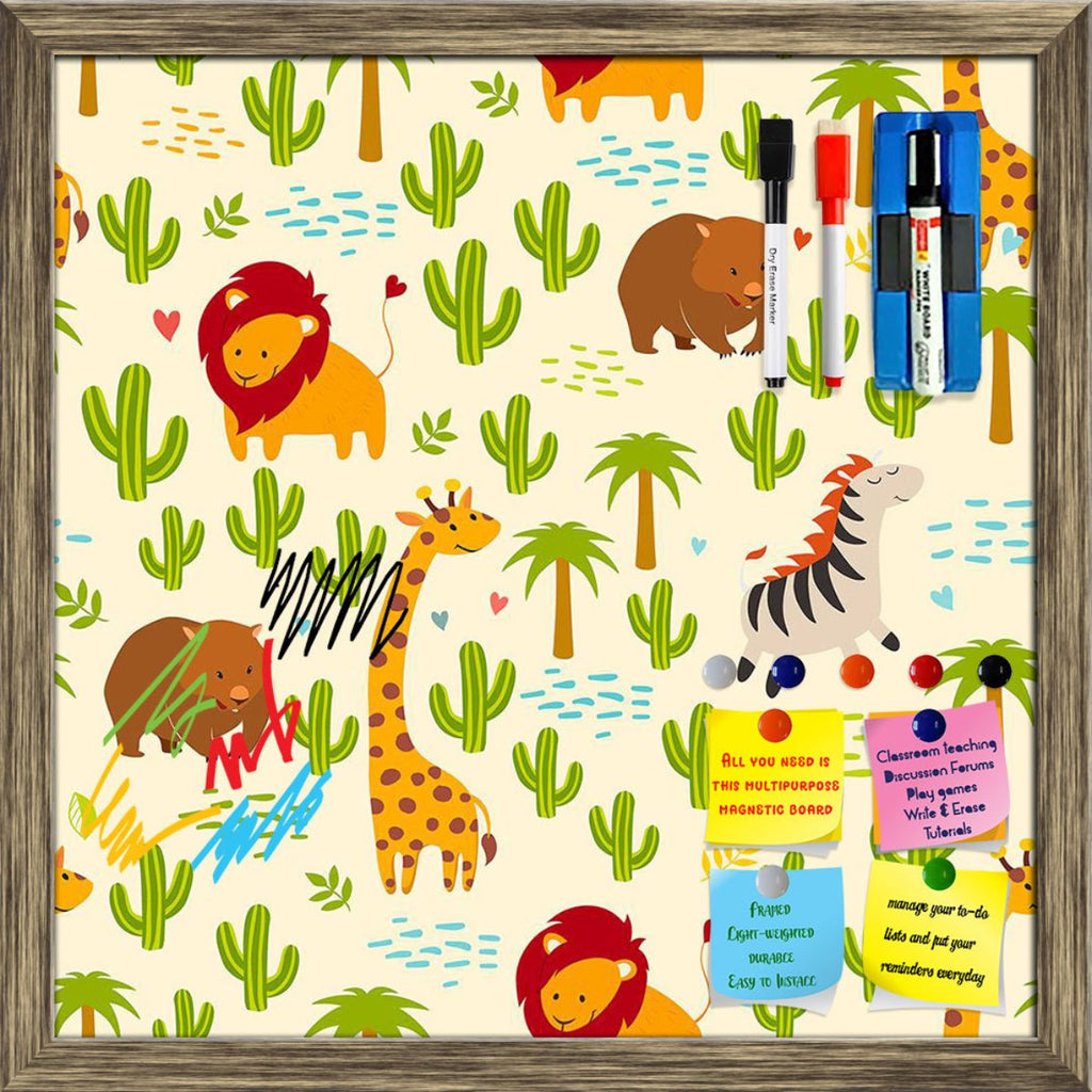 Kids Multi Animals Pattern Framed Magnetic Dry Erase Board | Combo with Magnet Buttons & Markers-Magnetic Boards Framed-MGB_FR-IC 5008342 IC 5008342, Abstract Expressionism, Abstracts, Ancient, Animals, Animated Cartoons, Art and Paintings, Baby, Black and White, Caricature, Cartoons, Children, Decorative, Digital, Digital Art, Drawing, Graphic, Hipster, Historical, Icons, Illustrations, Kids, Medieval, Nature, Patterns, Scenic, Semi Abstract, Signs, Signs and Symbols, Symbols, Vintage, White, Wildlife, mul