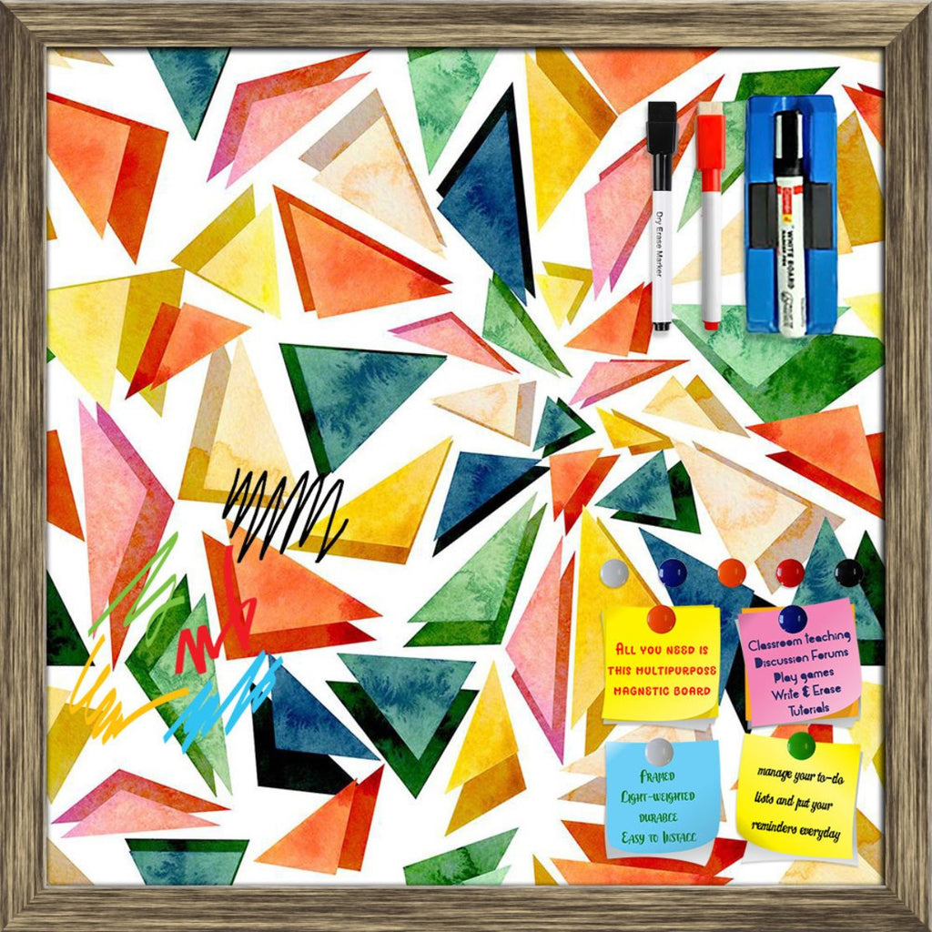 Watercolor Geometric Triangles Pattern Framed Magnetic Dry Erase Board | Combo with Magnet Buttons & Markers-Magnetic Boards Framed-MGB_FR-IC 5008346 IC 5008346, Abstract Expressionism, Abstracts, Art and Paintings, Black and White, Digital, Digital Art, Geometric, Geometric Abstraction, Graphic, Hipster, Illustrations, Marble, Marble and Stone, Modern Art, Patterns, Retro, Semi Abstract, Signs, Signs and Symbols, Triangles, Watercolour, White, watercolor, pattern, framed, magnetic, dry, erase, board, print