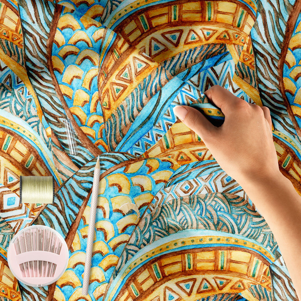Ethnic African Pattern Sofa Fabric by Metre | Upholstery For Sofa, Curtains & Cushions-Sofa Fabrics-SOF_FB-IC 5008347 IC 5008347, Abstract Expressionism, Abstracts, African, Ancient, Art and Paintings, Botanical, Culture, Decorative, Digital, Digital Art, Ethnic, Fashion, Festivals and Occasions, Festive, Floral, Flowers, Folk Art, Geometric, Geometric Abstraction, Graphic, Historical, Indian, Medieval, Nature, Patterns, Pets, Retro, Semi Abstract, Signs, Signs and Symbols, Traditional, Triangles, Tribal, V