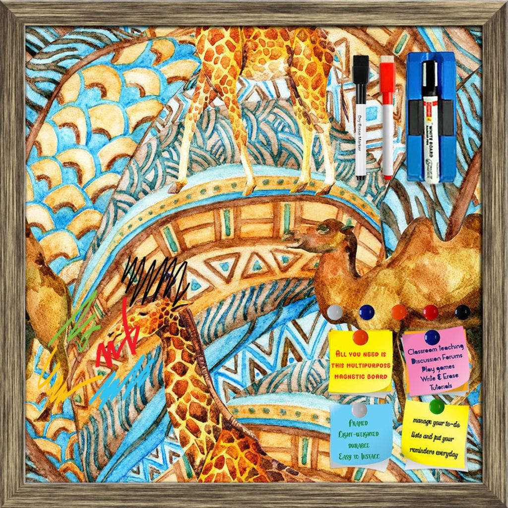 African Camel & Giraffe Pattern Framed Magnetic Dry Erase Board | Combo with Magnet Buttons & Markers-Magnetic Boards Framed-MGB_FR-IC 5008348 IC 5008348, Abstract Expressionism, Abstracts, African, Ancient, Animals, Art and Paintings, Botanical, Culture, Decorative, Digital, Digital Art, Ethnic, Fashion, Festivals and Occasions, Festive, Floral, Flowers, Folk Art, Geometric, Geometric Abstraction, Graphic, Historical, Indian, Medieval, Nature, Patterns, Pets, Semi Abstract, Signs, Signs and Symbols, Tradit