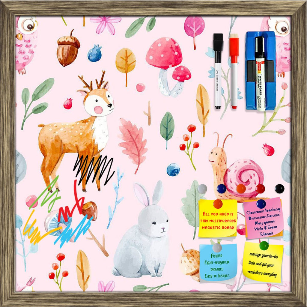 Watercolor Animals & Plants Pattern Framed Magnetic Dry Erase Board | Combo with Magnet Buttons & Markers-Magnetic Boards Framed-MGB_FR-IC 5008351 IC 5008351, Ancient, Animals, Animated Cartoons, Baby, Botanical, Caricature, Cartoons, Children, Floral, Flowers, Historical, Holidays, Illustrations, Kids, Love, Medieval, Nature, Patterns, Retro, Romance, Scenic, Signs, Signs and Symbols, Vintage, Watercolour, watercolor, plants, pattern, framed, magnetic, dry, erase, board, printed, whiteboard, with, 4, magne