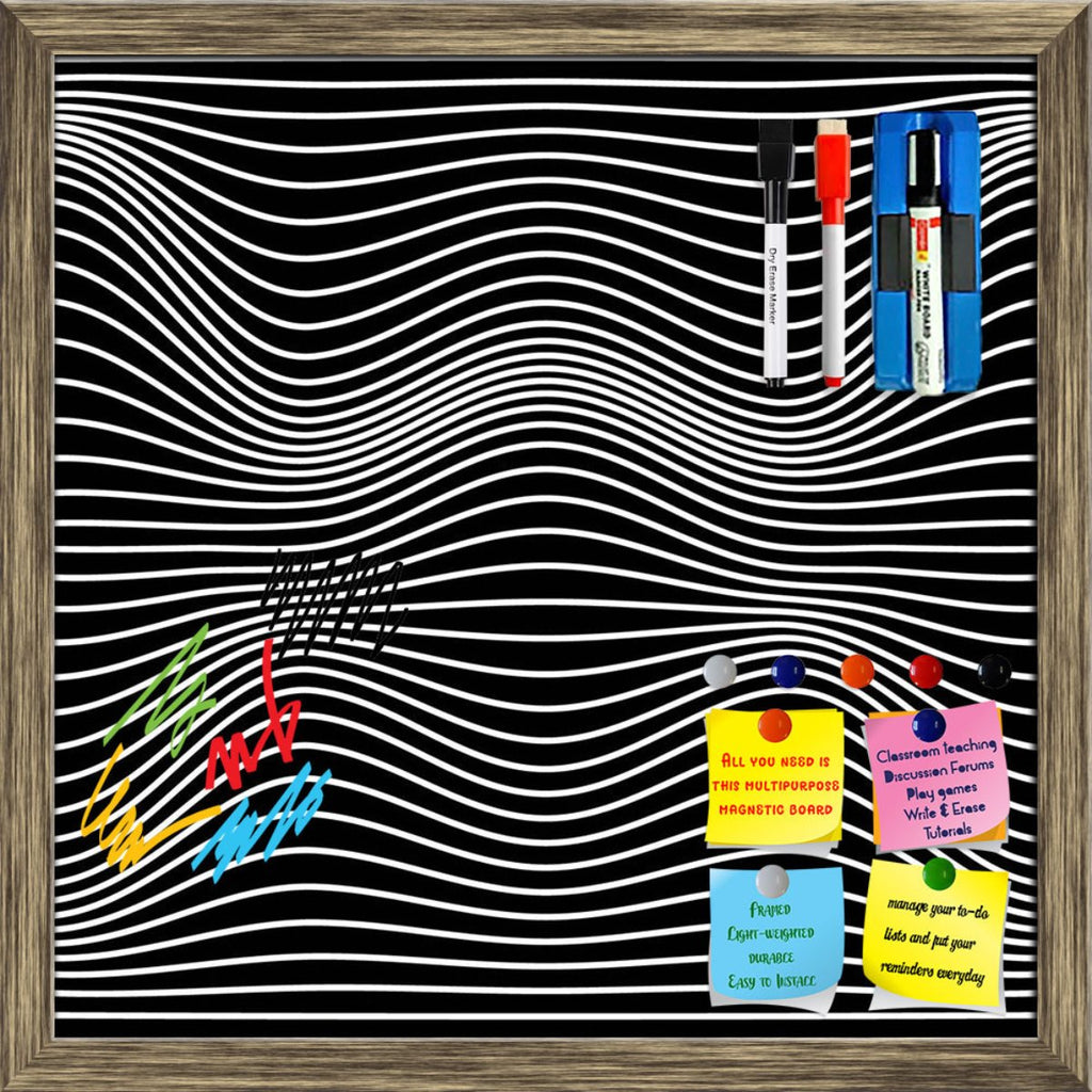 Black & White 3D Waves Pattern Framed Magnetic Dry Erase Board | Combo with Magnet Buttons & Markers-Magnetic Boards Framed-MGB_FR-IC 5008362 IC 5008362, Abstract Expressionism, Abstracts, Art and Paintings, Black, Black and White, Digital, Digital Art, Geometric, Geometric Abstraction, Graphic, Illustrations, Patterns, Semi Abstract, Stripes, White, 3d, waves, pattern, framed, magnetic, dry, erase, board, printed, whiteboard, with, 4, magnets, 2, markers, 1, duster, abstract, art, asymmetry, back, backdrop