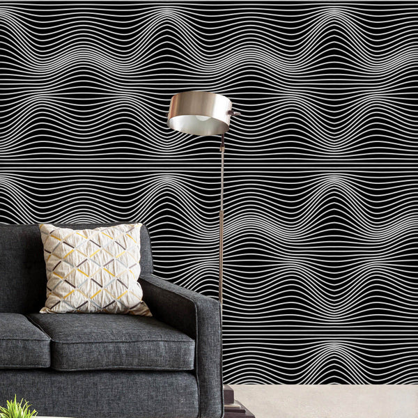 Black & White 3D Waves Wallpaper Roll-Wallpapers Peel & Stick-WAL_PA-IC 5008362 IC 5008362, Abstract Expressionism, Abstracts, Art and Paintings, Black, Black and White, Digital, Digital Art, Geometric, Geometric Abstraction, Graphic, Illustrations, Patterns, Semi Abstract, Stripes, White, 3d, waves, peel, stick, vinyl, wallpaper, roll, non-pvc, self-adhesive, eco-friendly, water-repellent, scratch-resistant, abstract, art, asymmetry, back, backdrop, background, billow, bw, curve, curvy, deformed, endless, 
