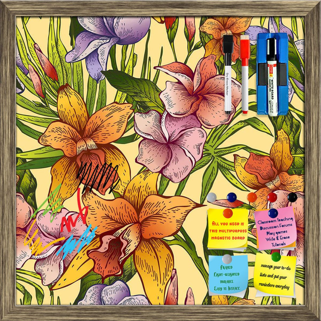 Vintage Floral Tropical Pattern Framed Magnetic Dry Erase Board | Combo with Magnet Buttons & Markers-Magnetic Boards Framed-MGB_FR-IC 5008366 IC 5008366, Abstract Expressionism, Abstracts, Ancient, Automobiles, Botanical, Decorative, Fashion, Floral, Flowers, Hawaiian, Historical, Holidays, Illustrations, Medieval, Nature, Patterns, Retro, Scenic, Semi Abstract, Signs, Signs and Symbols, Transportation, Travel, Tropical, Vehicles, Vintage, pattern, framed, magnetic, dry, erase, board, printed, whiteboard, 