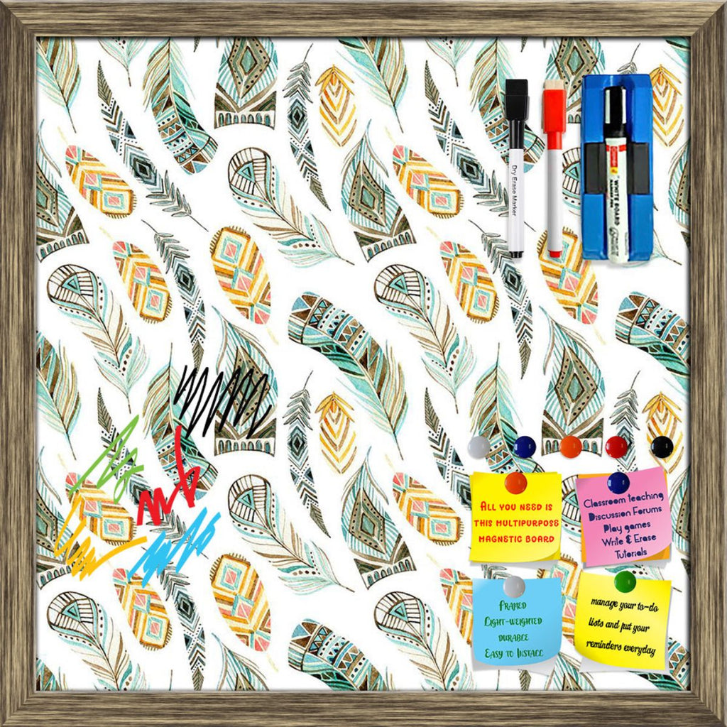 Ethnic Ornate Feathers Pattern Framed Magnetic Dry Erase Board | Combo with Magnet Buttons & Markers-Magnetic Boards Framed-MGB_FR-IC 5008373 IC 5008373, Abstract Expressionism, Abstracts, Ancient, Art and Paintings, Aztec, Black and White, Culture, Digital, Digital Art, Drawing, Ethnic, Geometric, Geometric Abstraction, Graphic, Historical, Illustrations, Indian, Medieval, Patterns, Semi Abstract, Signs, Signs and Symbols, Traditional, Triangles, Tribal, Vintage, Watercolour, White, World Culture, ornate, 