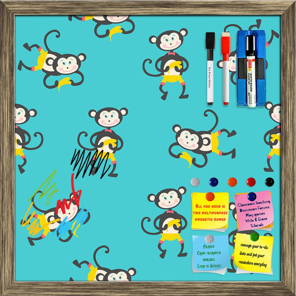 Kids Monkey Pattern Framed Magnetic Dry Erase Board | Combo with Magnet Buttons & Markers-Magnetic Boards Framed-MGB_FR-IC 5008374 IC 5008374, Animals, Animated Cartoons, Art and Paintings, Baby, Caricature, Cartoons, Children, Decorative, Digital, Digital Art, Drawing, Fashion, Graphic, Icons, Illustrations, Kids, Modern Art, Patterns, Signs, Signs and Symbols, Symbols, Wildlife, monkey, pattern, framed, magnetic, dry, erase, board, printed, whiteboard, with, 4, magnets, 2, markers, 1, duster, animal, ape,