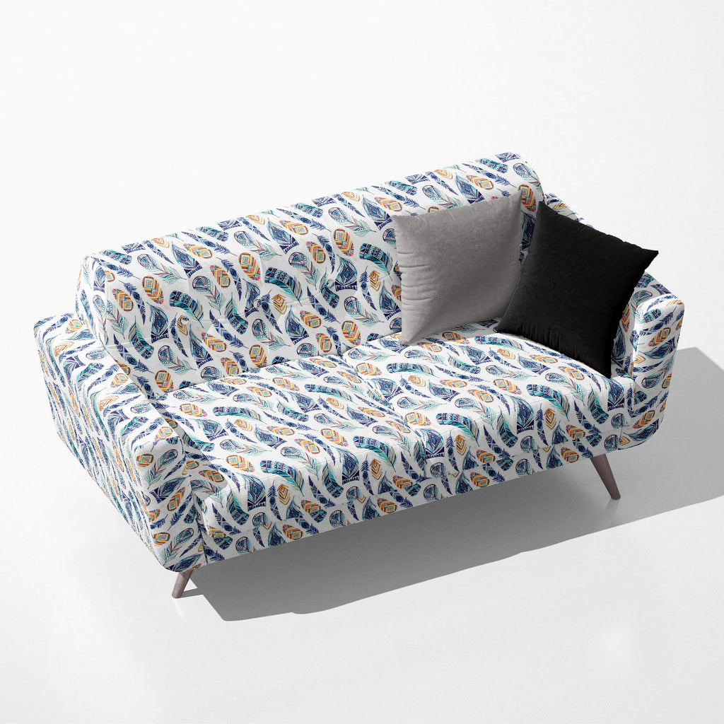 Watercolor Ethnic Feathers Pattern Sofa Fabric by Metre | Upholstery For Sofa, Curtains & Cushions-Sofa Fabrics-SOF_FB-IC 5008380 IC 5008380, Abstract Expressionism, Abstracts, Ancient, Art and Paintings, Aztec, Black and White, Culture, Digital, Digital Art, Drawing, Ethnic, Geometric, Geometric Abstraction, Graphic, Historical, Illustrations, Indian, Medieval, Patterns, Semi Abstract, Signs, Signs and Symbols, Traditional, Triangles, Tribal, Vintage, Watercolour, White, World Culture, watercolor, feathers